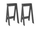 Sgabello 2 Pz. Grigio 40X40X75 Cm In Legno Di Pino Massiccio