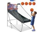 COSTWAY Basketballkorb Basketballständer Basketball Automat Basketballspiel Schießmaschine Elektronische Automatische Score, inkl. 4 Bällen klappbar (Lila)