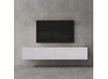 Doporro Mobile Porta Tv Sospeso 160 Cm Con 2 Ante Marrone Chiaro E Bianco Opaco, Credenza Bassa Da Soggiorno Salotto, Madia Consolle Bicolore Per Tv Fernsehschrank02