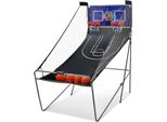 COSTWAY Basketballkorb Basketballständer Basketball Automat Basketballspiel Schießmaschine Elektronische Automatische Score, inkl. 4 Bällen klappbar (Blau)