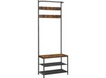Vasagle Appendiabiti Con Scarpiera, Albero Da Corridoio, Appendiabiti Per Corridoio Con Panca E Scarpiera, 9 Ganci Mobili Top Bar Camera Da Letto Industria