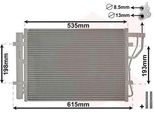 Van Wezel 83005206 - Oe 97606 1P000 Condensatore Aria Condizionata Con Essiccatore Per Ix20 (Jc), Venga (Yn)
