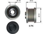 Gates OAP7218 - Puleggia Alternatore Oe SH0118330 Per 2 (Dj, Dl), 3 (Bm, Bn), 3 (Bp), 6 (G), CX-3 (Dk), CX-30 (Dm), CX-5 (Gh, Ke), CX-5 (Kf)