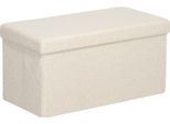 Homcom Panca Con Vano Portaoggetti, Panca Imbottita Pieghevole, Panca Da Letto Con Aspetto Vellutato, Cassapanca Per Corridoio Camera Da Letto Soggiorno, 76 X 38 X 38 Cm Bianco Crema