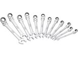 Vigor V2818 Set Di Chiavi Combinate A Cricchetto Con Cerniera ∙Profilo Esagonale Esterno, Profilo Esagonale Doppio Esterno ∙ 8 - 19 ∙ Numero Di Utensili: 12