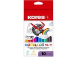 Kores Korello 2In1 Duo Penne A Punta In Fibra, Confezione Da 10 Pezzi
