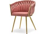 Sedia Da Pranzo Imbottita Alma - Rosa / Oro