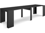 Consolle Allungabile, 302X90X77Cm, Per 14 Persone, Tavolo Da Pranzo, Nero