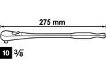 Vigor V4945 Cricchetto Reversibile Con Dentatura Fine ∙ Modello Lungo ∙Quadro Solido 3/8 Di Pollice (10 Mm) ∙ 275 Mm