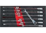 Vigor V5077 Set Di Chiavi Combinate A Cricchetto Con Cerniera ∙Profilo Esagonale Esterno, Profilo Esagonale Doppio Esterno ∙ 8 - 19 ∙ Numero Di Utensili: 12