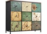 Cassettiera Fortuna Lai Con 9 Cassetti In Tessuto, Credenza Con Cassetti In Tessuto, Cassettiera Per Cucina Ufficio Corridoio, Mobile Tv Con Cassetti In Tessuto