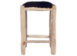 Sgabello Da Bar In Vera Pelle Di Capra E Legno Massiccio Di Teak