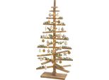 Albero Di Natale Decorativo HWC-H77, Decorazione Natalizia 3D-Albero Di Natale, Aspetto Shabby In Legno Di Abete Regolabile 130X82X82Cm ~ Natura