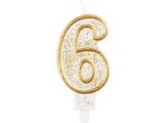 Candela Numero 6 Compleanno Contorno Oro PF-SCZK6
