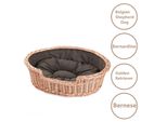 Cestino Per Cani In Vimini Ovale Con Cuscino 100X75 H27 Cm