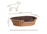 Cestino Per Cani In Vimini Ovale Con Cuscino 85X67 H21 Cm