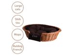 Cestino Ovale In Vimini Per Cani Con Cuscino E Nome 60X43 H16 Cm