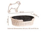 Cestino Per Cani In Vimini Ovale Con Cuscino 80X60 H20 Cm