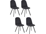 Casadolce Sedia Da Pranzo Columbiad, Set Di 4, Antracite, 45X55X89 Cm, Imbottita, Cuciture Decorative, Gambe In Metallo, Carico Massimo 120 Kg