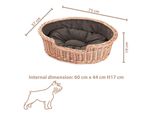 Cestino Per Cani In Vimini Ovale Con Cuscino 75X57 H19 Cm
