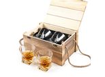 Set Di Bicchieri Da Whisky (X2 270Ml) In Una Scatola Di Legno Per Scotch, Cocktail, Rum, Bourbon, Cognac, Vodka E Liquore - Regali Esclusivi Per Uomini