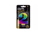 Candela Di Compleanno Godan Numero 2, 8 Cm, Colori Arcobaleno