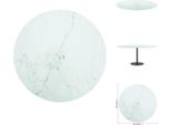 Vidaxl Piano Da Tavolo Bianco Ø90X1 Cm In Vetro Temperato Effetto Marmo - Piani Da Tavolo