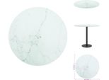 Vidaxl Piano Da Tavolo Bianco Ø50X0,8 Cm In Vetro Temperato Effetto Marmo - Piani Da Tavolo