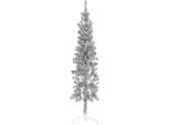 The Living Store Mezzo Albero Di Natale Artificiale Slim Silver 150 Cm