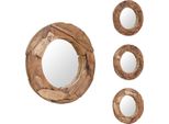 Vidaxl Specchio Decorativo In Teak 80 Cm Rotondo - Specchio
