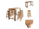 Vidaxl Set Di Tavolo E Sgabelli Da Bar 7 Pezzi In Legno Massiccio Di Acacia - Gruppi Da Pranzo