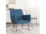 The Living Store Poltrona Blu 62X79X79 Cm In Velluto