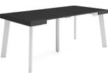 Consolle Allungabile, 180X90X73Cm, Per 8 Persone, Gambe In Legno, Nero