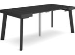 Consolle Allungabile, 180X90X73Cm, Per 8 Persone, Gambe In Legno, Nero
