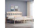 The Living Store Letto Senior Con Testiera 200X200 Cm In Legno Massiccio