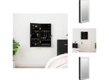 Vidaxl Armadio Portagioie A Specchio Con Illuminazione Led A Parete Nero - Specchio