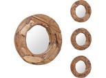 Vidaxl Specchio Decorativo In Teak 60 Cm Rotondo - Specchio