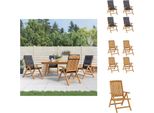 Vidaxl Sedie Da Giardino Con Cuscino 4 Pz. Legno Massiccio Teak - Sedie Da Giardino