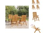 Vidaxl Sedie Da Giardino 4 Pz. Regolabili In Legno Massiccio Di Teak - Sedie Da Giardino