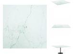 Vidaxl Piano Da Tavolo Bianco 80X80 Cm In Vetro Temperato 6 Mm Effetto Marmo - Piani Da Tavolo