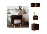 Vidaxl Comodini 2 Pz. Gambe In Legno Massiccio Rovere Fumé 40X30X50 Cm - Comodini