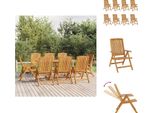 Vidaxl Sedie Da Giardino 8 Pz. Regolabili In Legno Massiccio Di Teak - Sedie Da Giardino