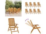 Vidaxl Sedie Da Giardino 8 Pz. Sedia Da Giardino Regolabile In Legno Massiccio Di Teak - Sedia Da Giardino Regolabile - Sedia A Sdraio Da Giardino - Sedia Da Giardino