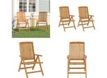 Vidaxl Sedie Da Giardino 2 Pz. Sedia Da Giardino Regolabile In Legno Massiccio Di Teak - Sedia Da Giardino Regolabile - Sedia A Sdraio Da Giardino - Sedia Da Giardino