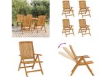 Vidaxl Sedie Da Giardino 4 Pz. Sedia Da Giardino Regolabile In Legno Massiccio Di Teak - Sedia Da Giardino Regolabile - Sedia A Sdraio Da Giardino - Sedia Da Giardino