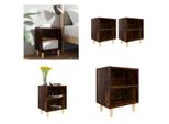Vidaxl Comodini 2 Pz. Gambe In Legno Massiccio Rovere Affumicato 40X30X50 Cm - Comodino - Comodini - Mobile Da Letto - Tavolino