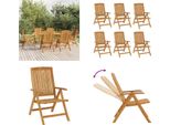 Vidaxl Sedie Da Giardino 6 Pz. Sedia Da Giardino Regolabile In Legno Massiccio Di Teak - Sedia Da Giardino Regolabile - Sedia A Sdraio Da Giardino - Sedia Da Giardino