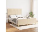 Vidaxl Struttura Letto Con Testiera Panna 140X190 Cm In Tessuto - Struttura Letto Con Testiera - Struttura Letto Con Testiera - Struttura Letto - Letto Con Testiera