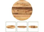 The Living Store Piano D'appoggio Ø 70X2,5 Cm Rotondo Legno Di Mango Massiccio Rough