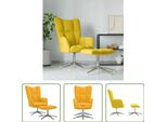 The Living Store Poltrona Relax Con Pouf In Velluto Giallo Senape